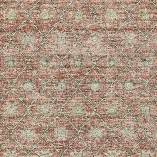 Terra Cotta And Beige Floral Washable Indoor Outdoor Area Rug Photo 7