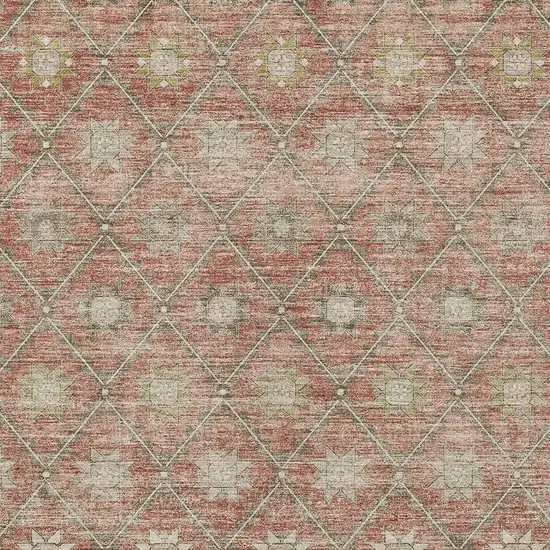 Terra Cotta And Beige Floral Washable Indoor Outdoor Area Rug Photo 3