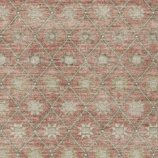 Terra Cotta And Beige Floral Washable Indoor Outdoor Area Rug Photo 7