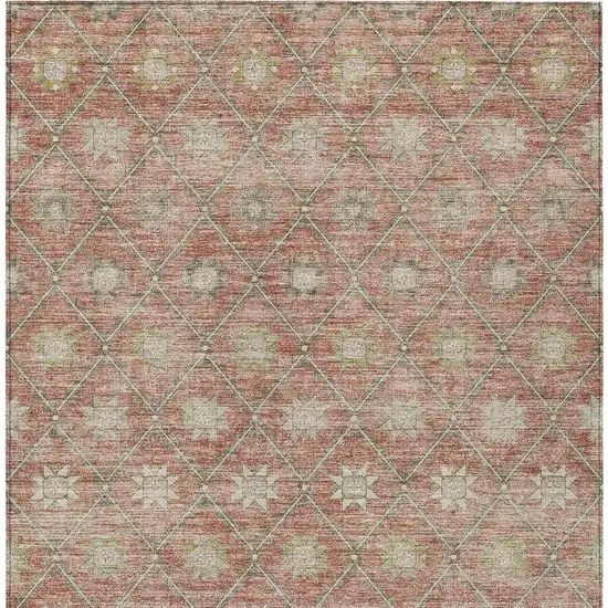 Terra Cotta And Beige Floral Washable Indoor Outdoor Area Rug Photo 3
