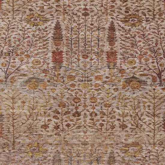 Terra Cotta And Beige Floral Washable Indoor Outdoor Area Rug Photo 4