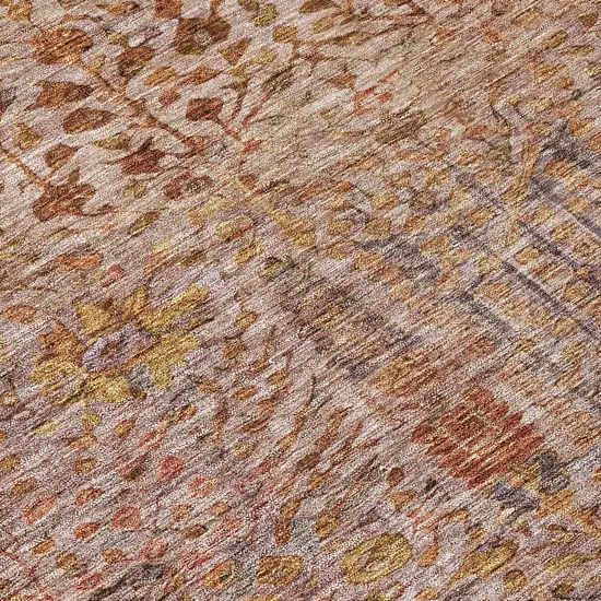 Terra Cotta And Beige Floral Washable Indoor Outdoor Area Rug Photo 7