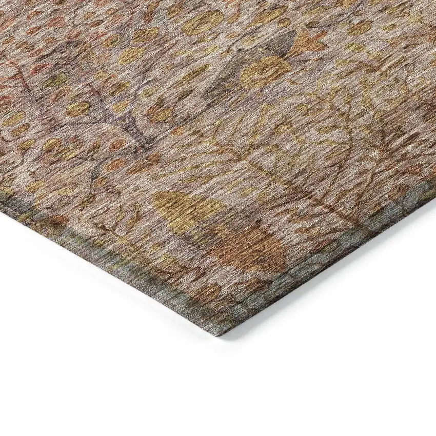 Terra Cotta And Beige Floral Washable Indoor Outdoor Area Rug Photo 6