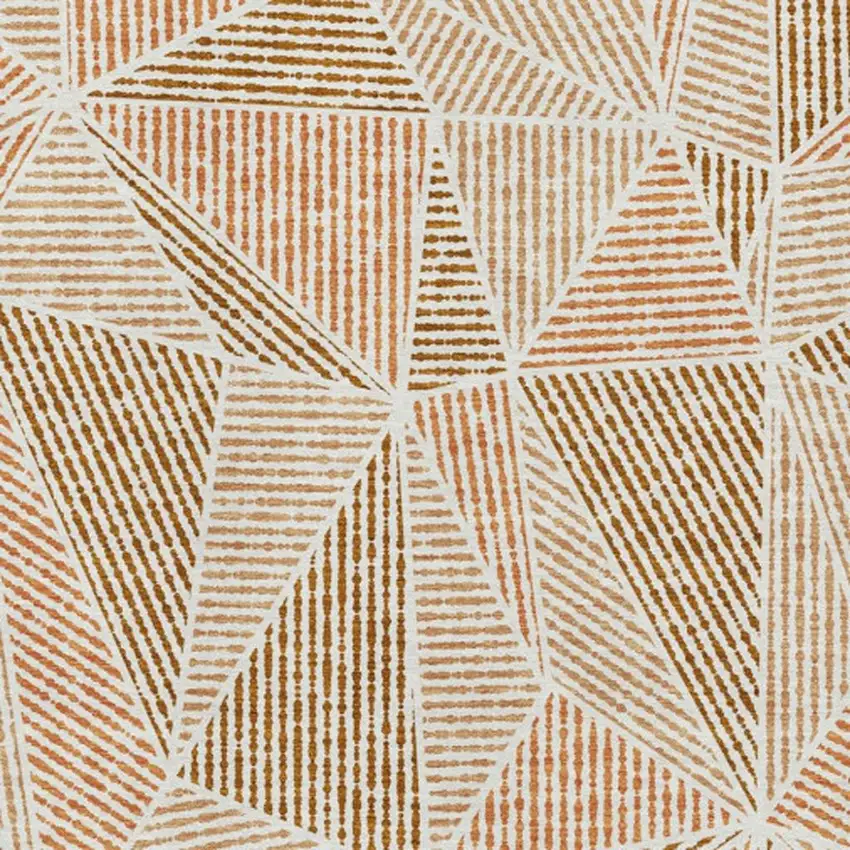 Terra Cotta And Beige Geometric Washable Area Rug With UV Protection Photo 3