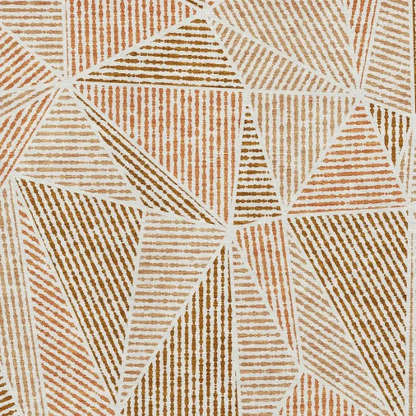 Terra Cotta And Beige Geometric Washable Area Rug With UV Protection Photo 3