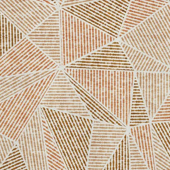 Terra Cotta And Beige Geometric Washable Area Rug With UV Protection Photo 3