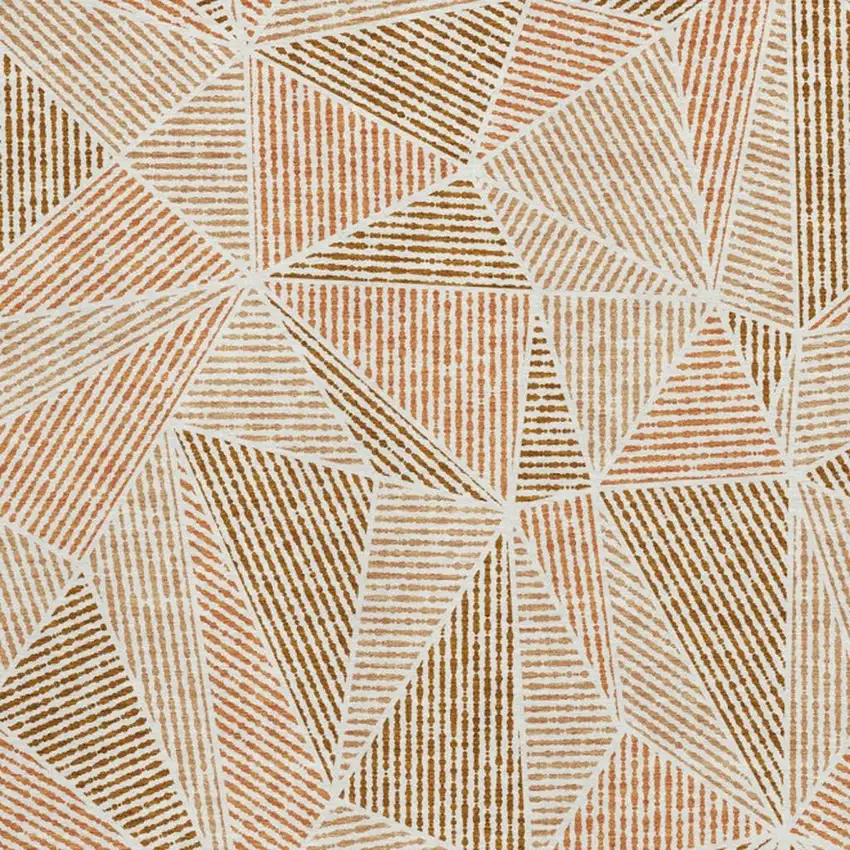 Terra Cotta And Beige Geometric Washable Area Rug With UV Protection Photo 4