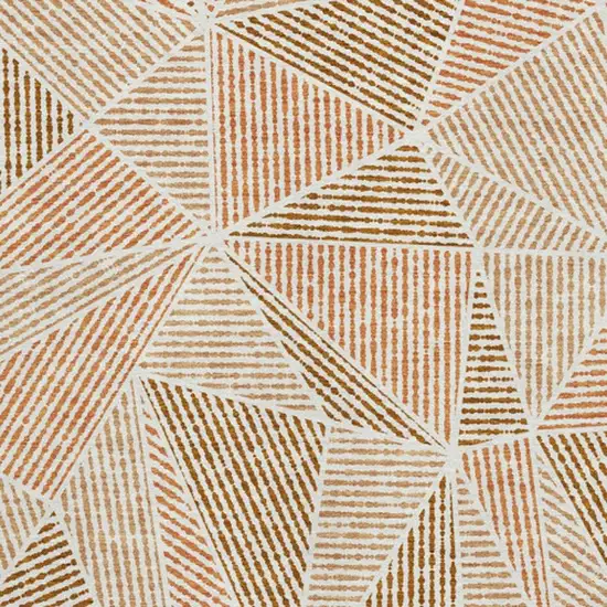 Terra Cotta And Beige Geometric Washable Area Rug With UV Protection Photo 3