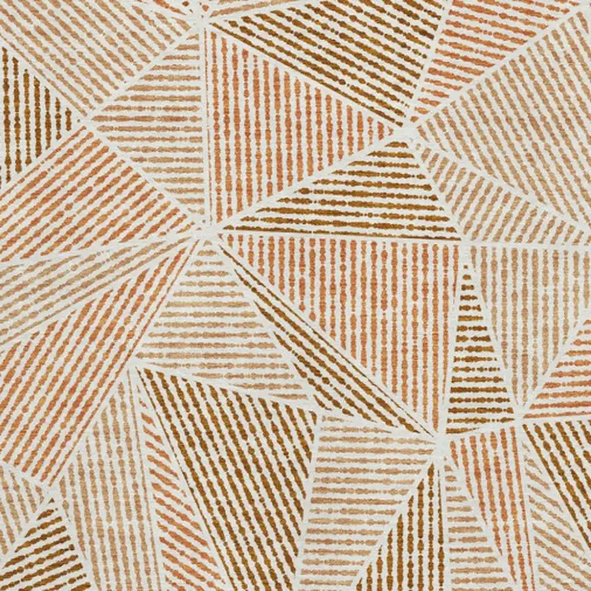 Terra Cotta And Beige Geometric Washable Area Rug With UV Protection Photo 3