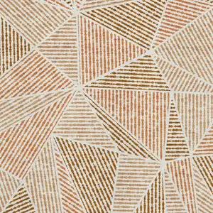 Photo of Terra Cotta And Beige Geometric Washable Area Rug With UV Protection