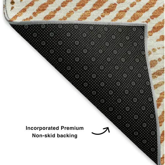 Terra Cotta And Beige Geometric Washable Area Rug With UV Protection Photo 7