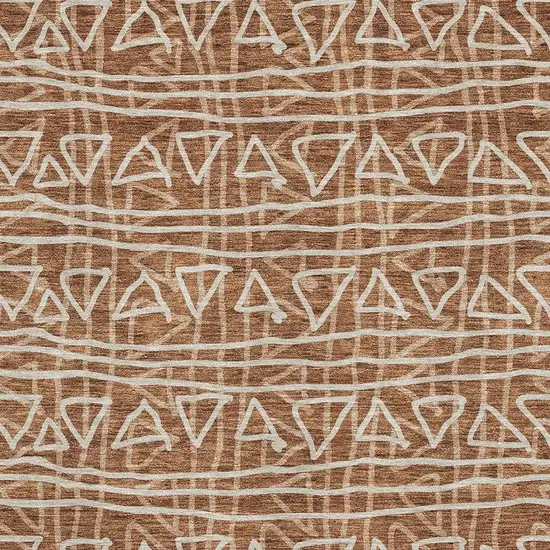 Terra Cotta And Beige Geometric Washable Area Rug With UV Protection Photo 3