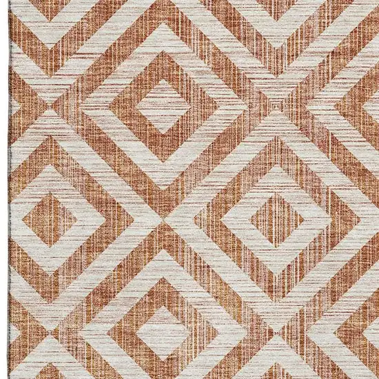 Terra Cotta And Beige Geometric Washable Area Rug With UV Protection Photo 3