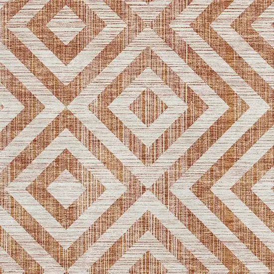 Terra Cotta And Beige Geometric Washable Area Rug With UV Protection Photo 3