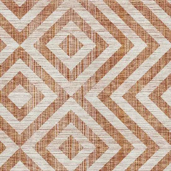Terra Cotta And Beige Geometric Washable Area Rug With UV Protection Photo 3