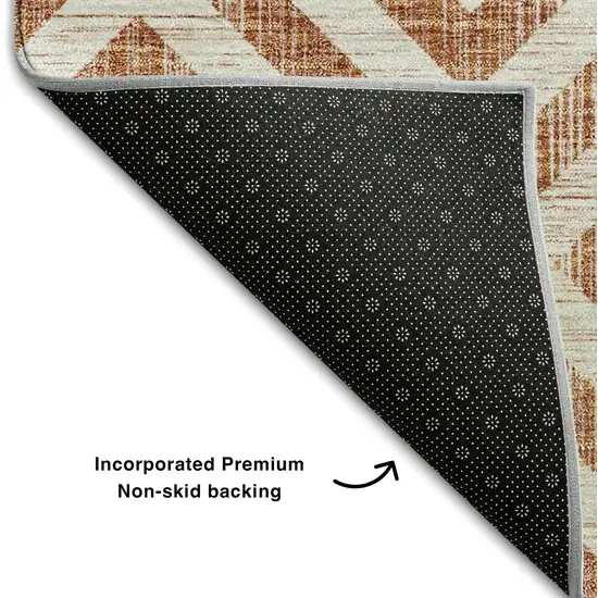 Terra Cotta And Beige Geometric Washable Area Rug With UV Protection Photo 7