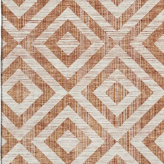 Terra Cotta And Beige Geometric Washable Area Rug With UV Protection Photo 3