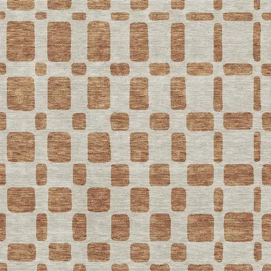 Terra Cotta And Beige Geometric Washable Area Rug With UV Protection Photo 3