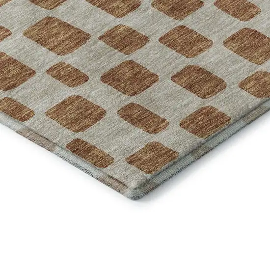 Terra Cotta And Beige Geometric Washable Area Rug With UV Protection Photo 8