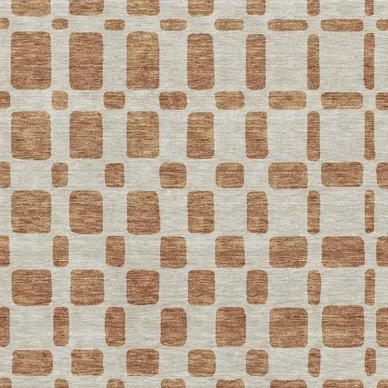 Terra Cotta And Beige Geometric Washable Area Rug With UV Protection Photo 3