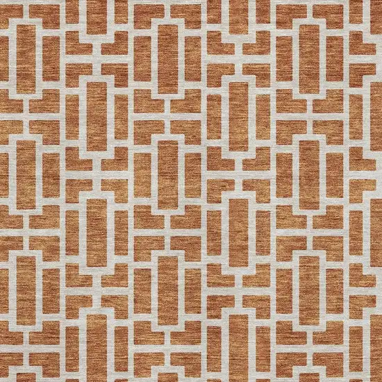 Terra Cotta And Beige Geometric Washable Area Rug With UV Protection Photo 3