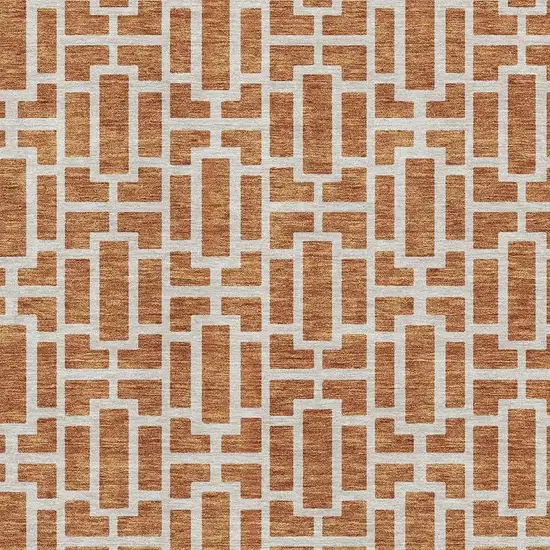 Terra Cotta And Beige Geometric Washable Area Rug With UV Protection Photo 3