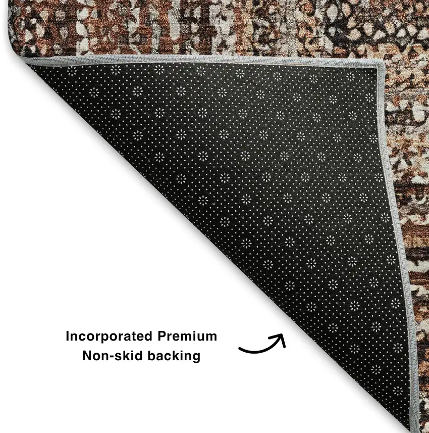 Terra Cotta And Beige Geometric Washable Area Rug With UV Protection Photo 6