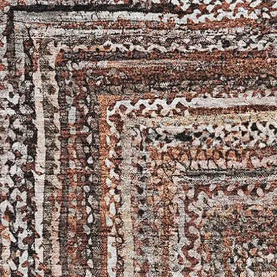 Terra Cotta And Beige Geometric Washable Area Rug With UV Protection Photo 2