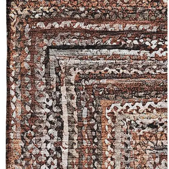 Terra Cotta And Beige Geometric Washable Area Rug With UV Protection Photo 2