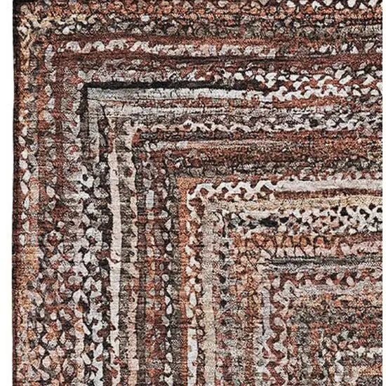 Terra Cotta And Beige Geometric Washable Area Rug With UV Protection Photo 2