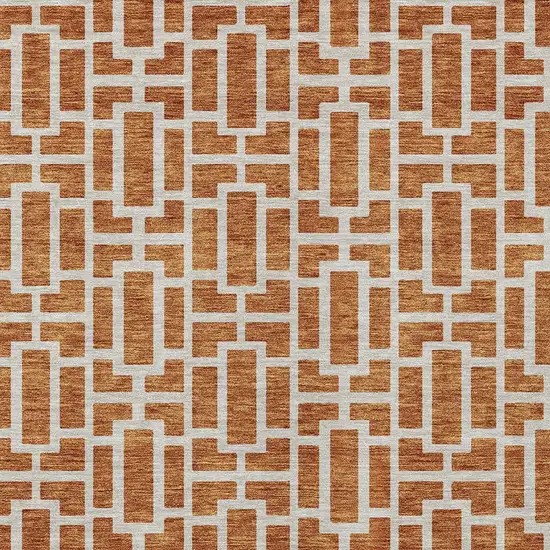 Terra Cotta And Beige Geometric Washable Indoor Outdoor Area Rug Photo 5