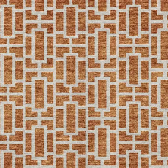 Terra Cotta And Beige Geometric Washable Indoor Outdoor Area Rug Photo 7