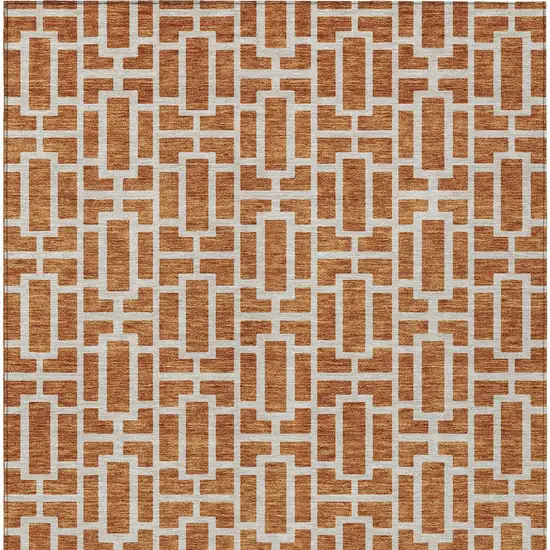 Terra Cotta And Beige Geometric Washable Indoor Outdoor Area Rug Photo 8