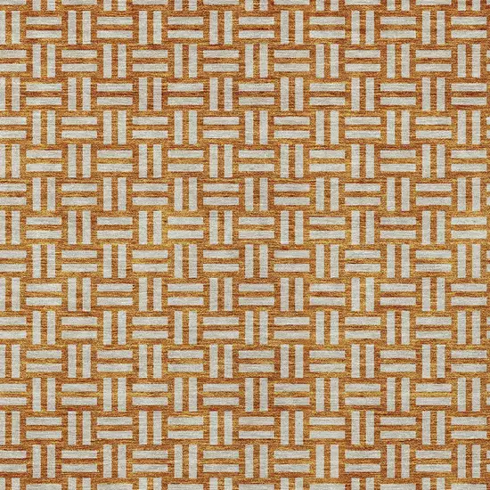 Terra Cotta And Beige Geometric Washable Indoor Outdoor Area Rug Photo 7