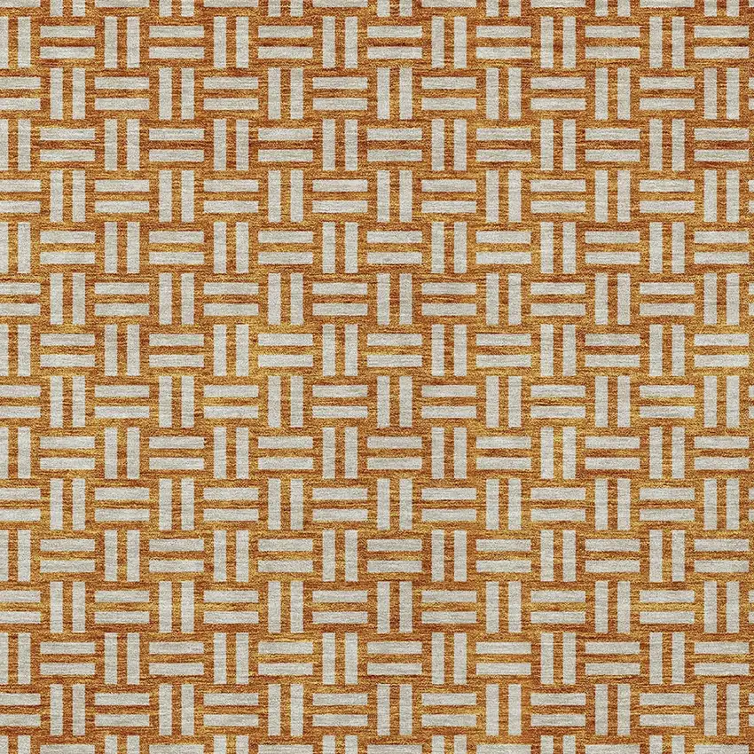 Terra Cotta And Beige Geometric Washable Indoor Outdoor Area Rug Photo 7