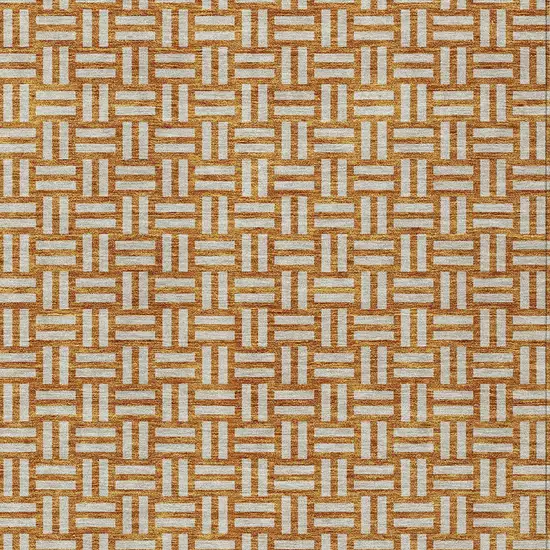 Terra Cotta And Beige Geometric Washable Indoor Outdoor Area Rug Photo 7