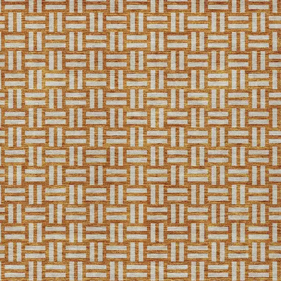Terra Cotta And Beige Geometric Washable Indoor Outdoor Area Rug Photo 7