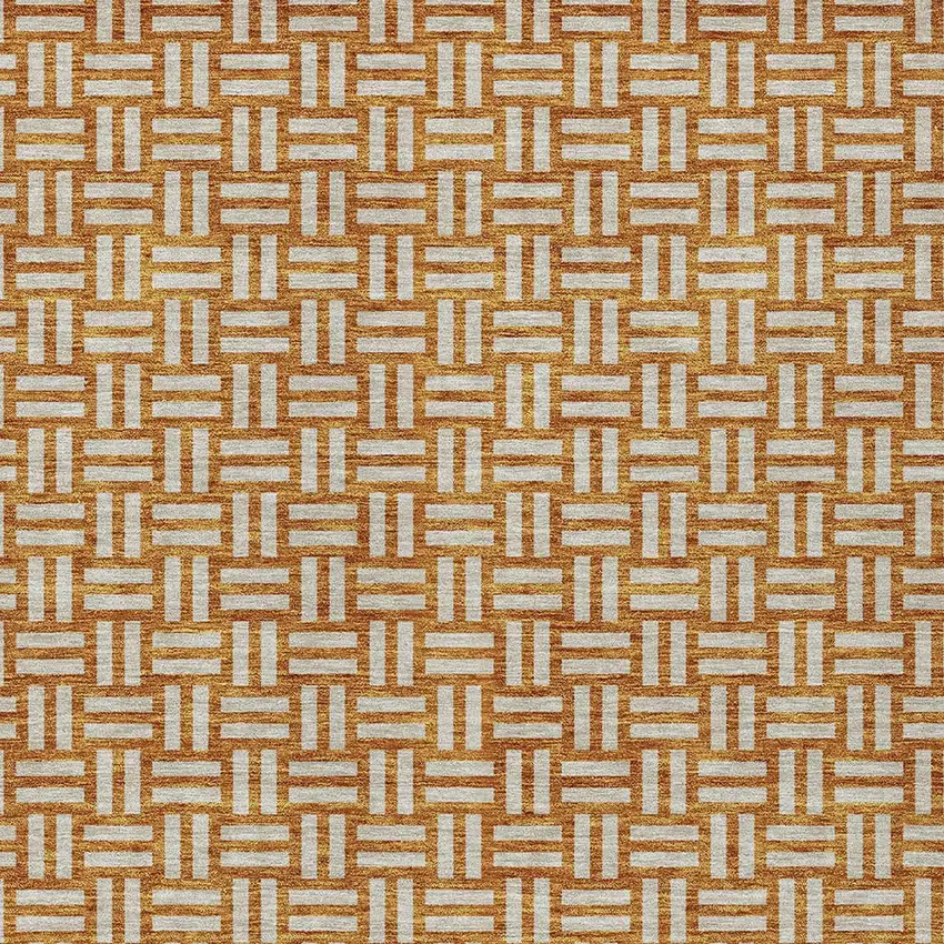 Terra Cotta And Beige Geometric Washable Indoor Outdoor Area Rug Photo 7
