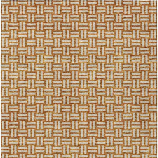 Terra Cotta And Beige Geometric Washable Indoor Outdoor Area Rug Photo 8