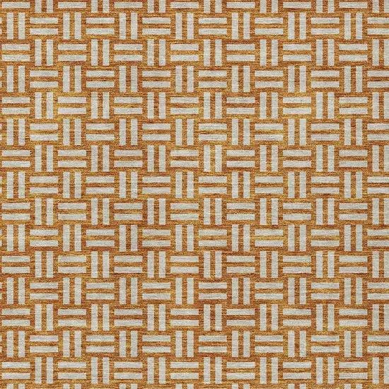 Terra Cotta And Beige Geometric Washable Indoor Outdoor Area Rug Photo 7