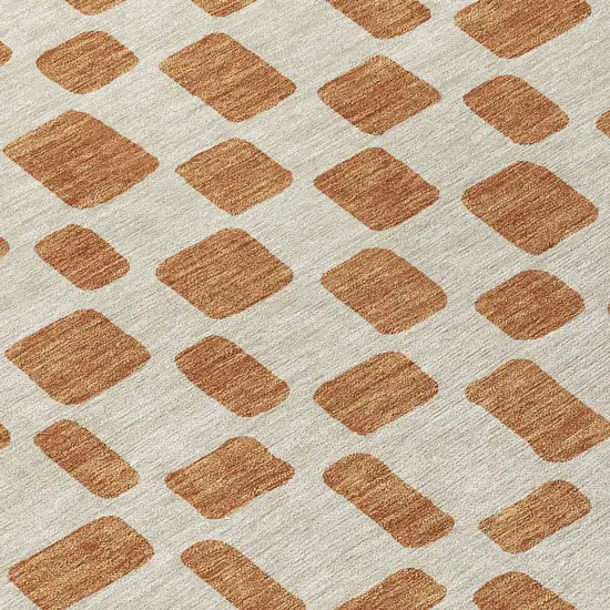 Terra Cotta And Beige Geometric Washable Indoor Outdoor Area Rug Photo 6