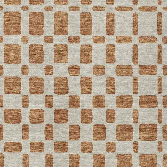 Terra Cotta And Beige Geometric Washable Indoor Outdoor Area Rug Photo 6
