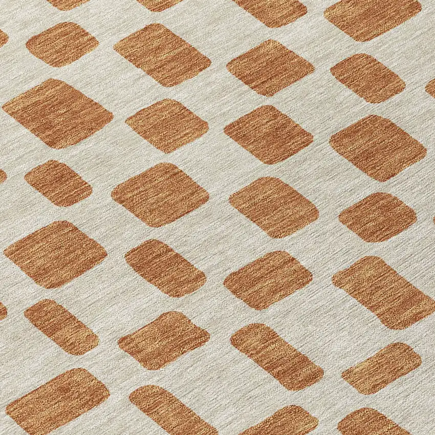 Terra Cotta And Beige Geometric Washable Indoor Outdoor Area Rug Photo 7