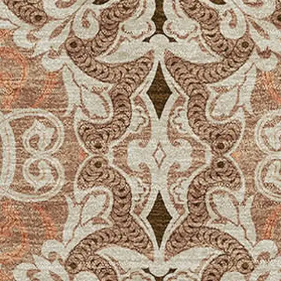 Terra Cotta And Beige Medallion Washable Area Rug With UV Protection Photo 3