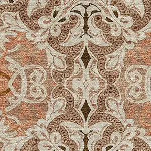 Photo of Terra Cotta And Beige Medallion Washable Area Rug With UV Protection