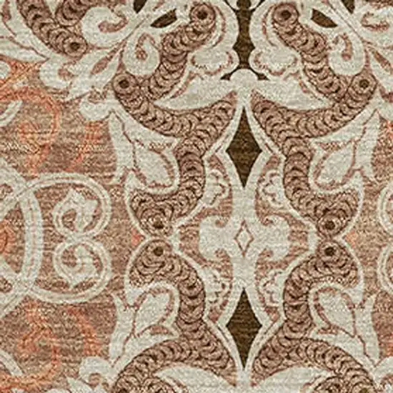 Terra Cotta And Beige Medallion Washable Area Rug With UV Protection Photo 3