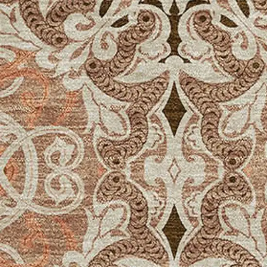 Terra Cotta And Beige Medallion Washable Area Rug With UV Protection Photo 3