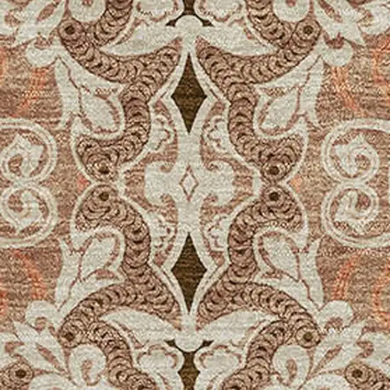 Terra Cotta And Beige Medallion Washable Area Rug With UV Protection Photo 3