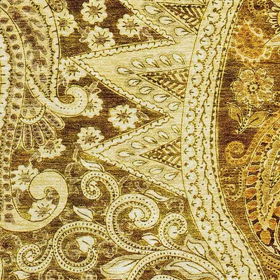 Terra Cotta And Beige Paisley Washable Area Rug With UV Protection Photo 3