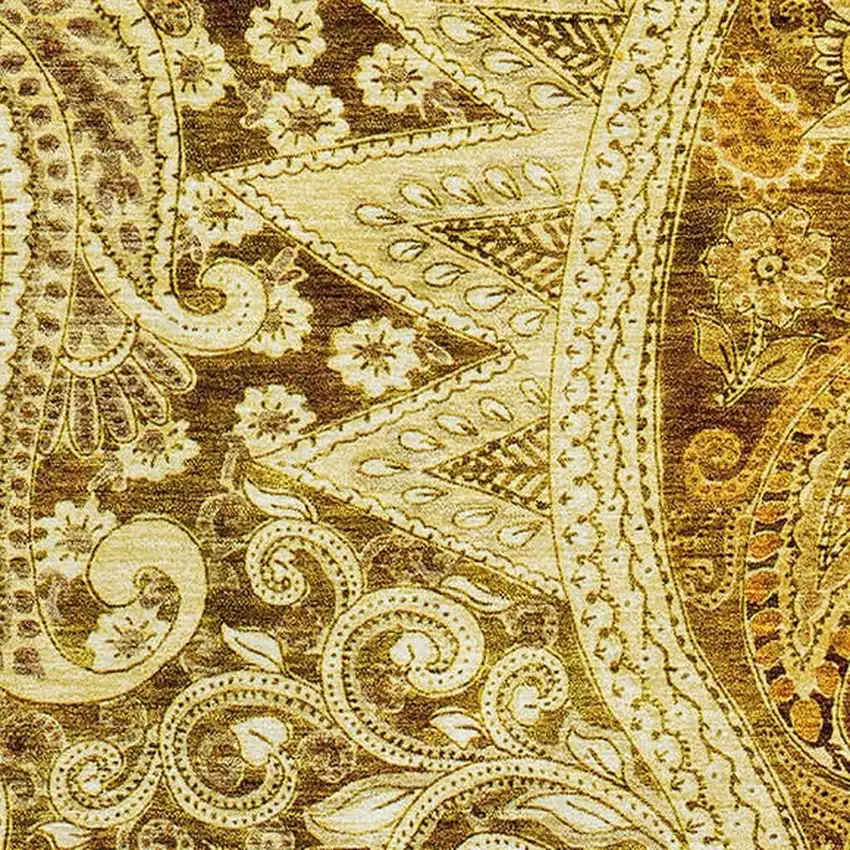 Terra Cotta And Beige Paisley Washable Area Rug With UV Protection Photo 3